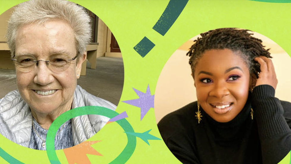 Headshots of two women smiling