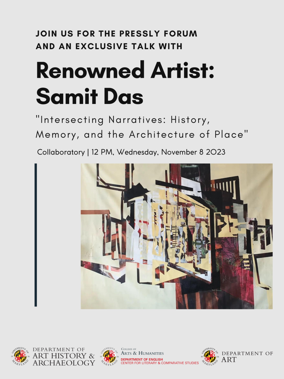 Flyer for Samit Das artist talk